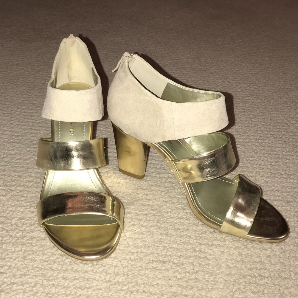 BCBG gold heels